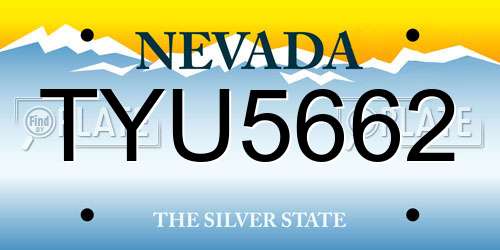 TYU5662 Nevada License Plate
