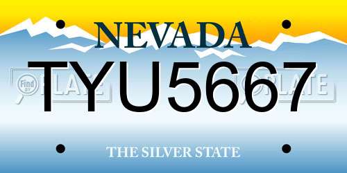 TYU5667 Nevada License Plate