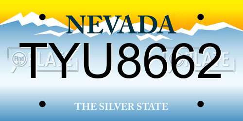 TYU8662 Nevada License Plate