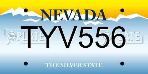 TYV556 Nevada License Plate