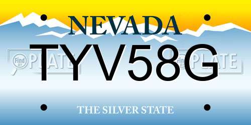 TYV58G Nevada License Plate