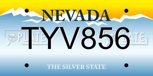 TYV856 Nevada License Plate