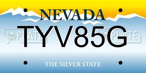 TYV85G Nevada License Plate