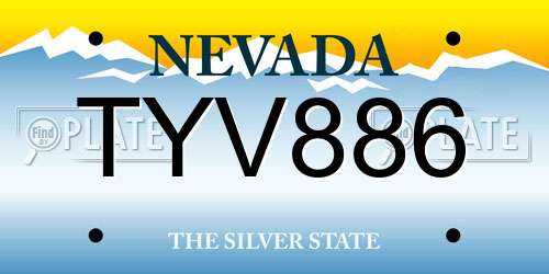 TYV886 Nevada License Plate