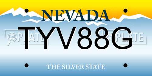 TYV88G Nevada License Plate