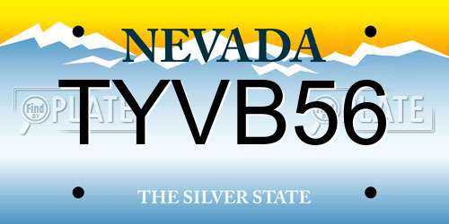 TYVB56 Nevada License Plate