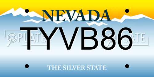 TYVB86 Nevada License Plate