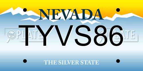 TYVS86 Nevada License Plate