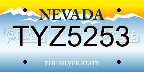 TYZ5253 Nevada License Plate