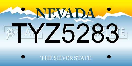 TYZ5283 Nevada License Plate