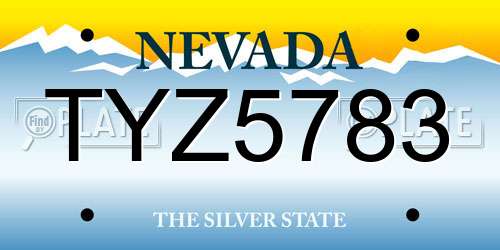 TYZ5783 Nevada License Plate