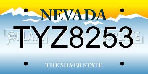 TYZ8253 Nevada License Plate