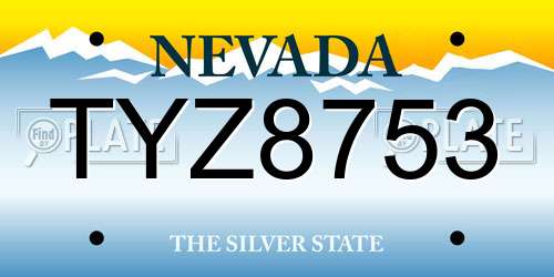 TYZ8753 Nevada License Plate