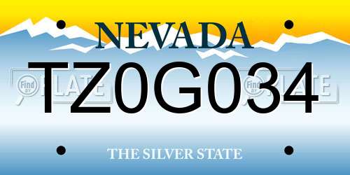 TZ0G034 Nevada License Plate