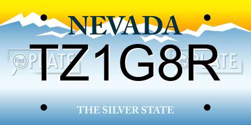 TZ1G8R Nevada License Plate