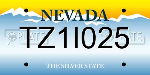 TZ1I025 Nevada License Plate