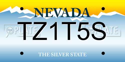 TZ1T5S Nevada License Plate
