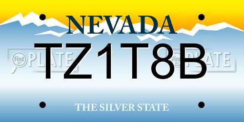 TZ1T8B Nevada License Plate