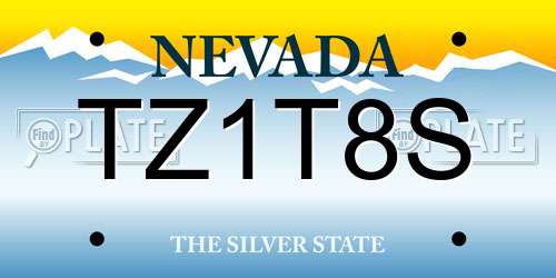 TZ1T8S Nevada License Plate