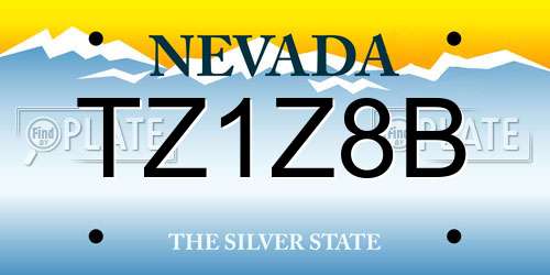 TZ1Z8B Nevada License Plate