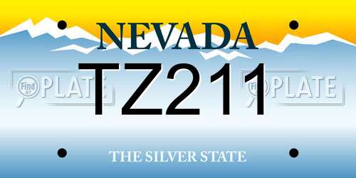 TZ211 Nevada License Plate