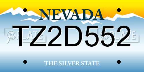 TZ2D552 Nevada License Plate