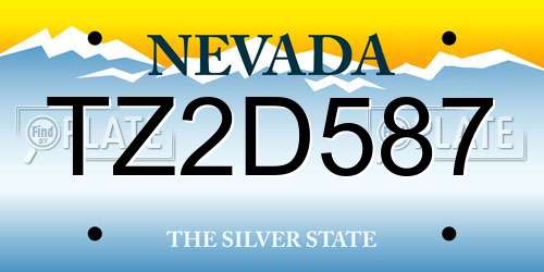 TZ2D587 Nevada License Plate