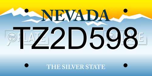 TZ2D598 Nevada License Plate