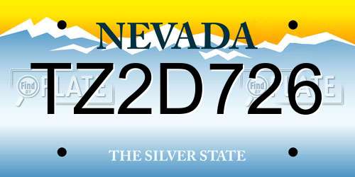 TZ2D726 Nevada License Plate