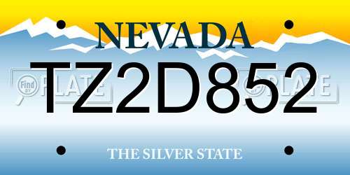 TZ2D852 Nevada License Plate