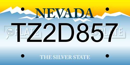 TZ2D857 Nevada License Plate