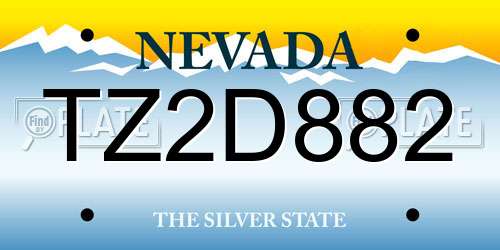 TZ2D882 Nevada License Plate