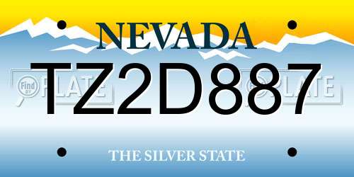 TZ2D887 Nevada License Plate