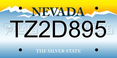 TZ2D895 Nevada License Plate
