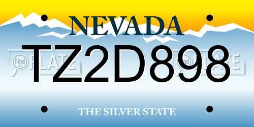 TZ2D898 Nevada License Plate