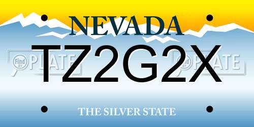 TZ2G2X Nevada License Plate