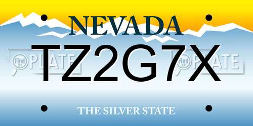 TZ2G7X Nevada License Plate