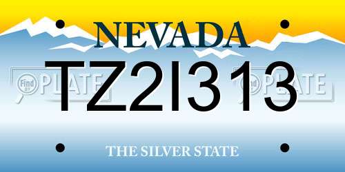 TZ2I313 Nevada License Plate