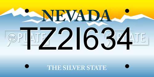 TZ2I634 Nevada License Plate