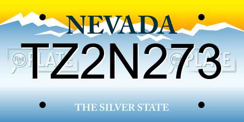 TZ2N273 Nevada License Plate