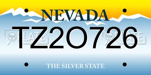 TZ2O726 Nevada License Plate