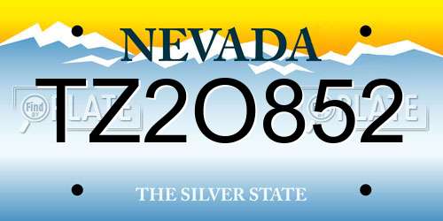 TZ2O852 Nevada License Plate