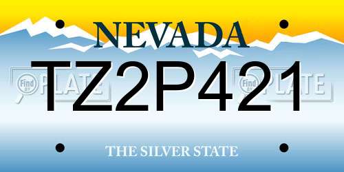 TZ2P421 Nevada License Plate