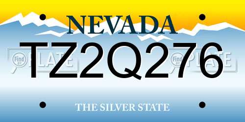 TZ2Q276 Nevada License Plate