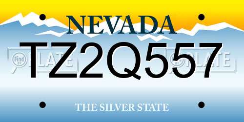 TZ2Q557 Nevada License Plate