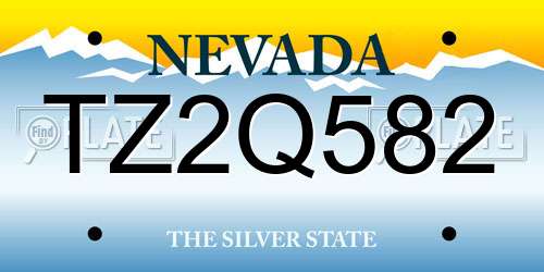 TZ2Q582 Nevada License Plate