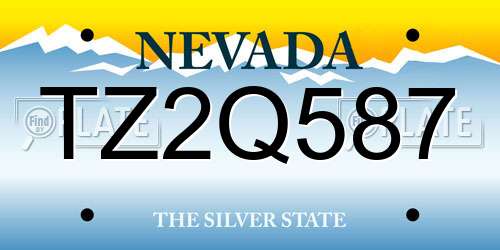 TZ2Q587 Nevada License Plate