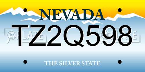 TZ2Q598 Nevada License Plate