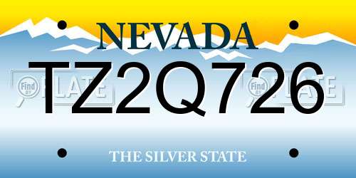 TZ2Q726 Nevada License Plate