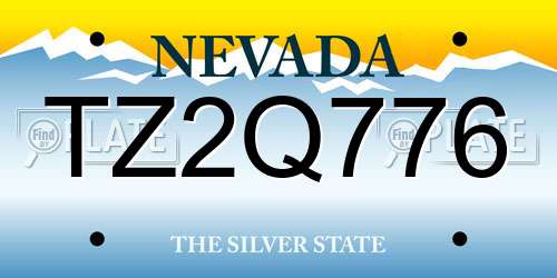 TZ2Q776 Nevada License Plate